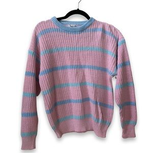 Vintage 80s One Step Up Pastel Striped Pullover Sweater